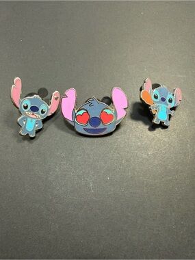 Disney Stitch Enamel Pin Trio in Blue and Pink